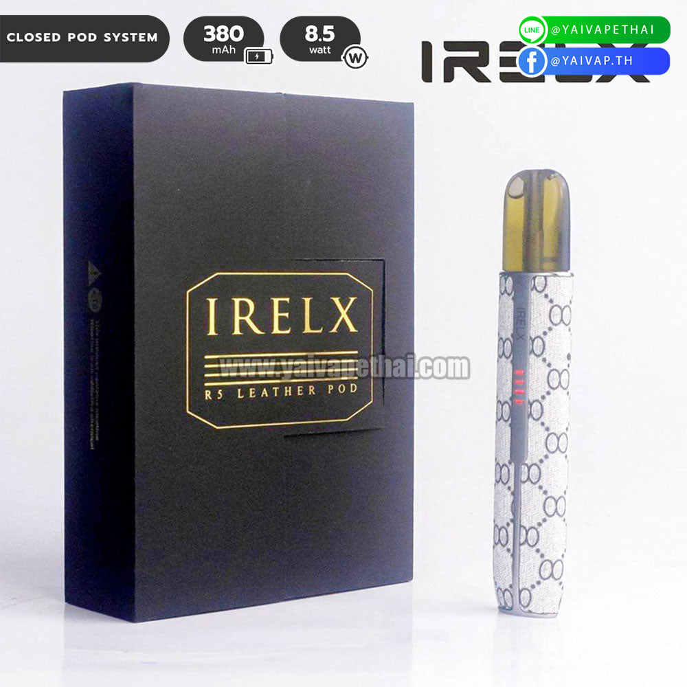 พอต บุหรี่ไฟฟ้า – IRELX R5 Leather Pod 380mAh, Relx and alternatives Devices (เครื่องประเภทเปลี่ยนหัวน้ำยาได้), IRELX - Yaivape บุหรี่ไฟฟ้า