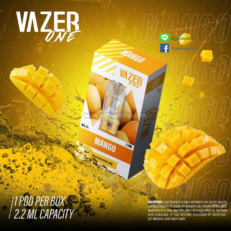 หัวพอต Vazer One 2.2ml Nic30 [ของแท้], Pod Cartridge (หัวพอต), VAZER ONE - Yaivape บุหรี่ไฟฟ้า