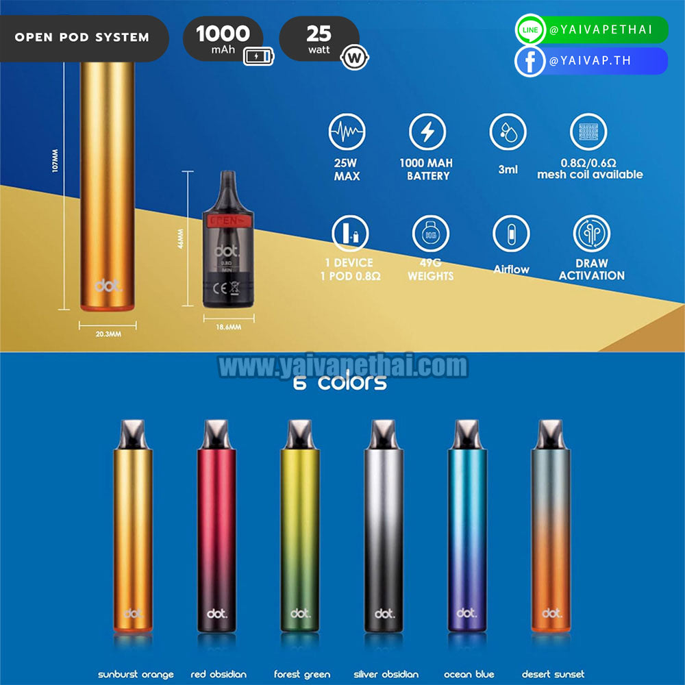 พอต บุหรี่ไฟฟ้า – DOT SWITCH R Pod Kit 25W By DOTMOD [ แท้ ], Relx and alternatives Devices (เครื่องประเภทเปลี่ยนหัวน้ำยาได้), DOTMOD - Yaivape บุหรี่ไฟฟ้า