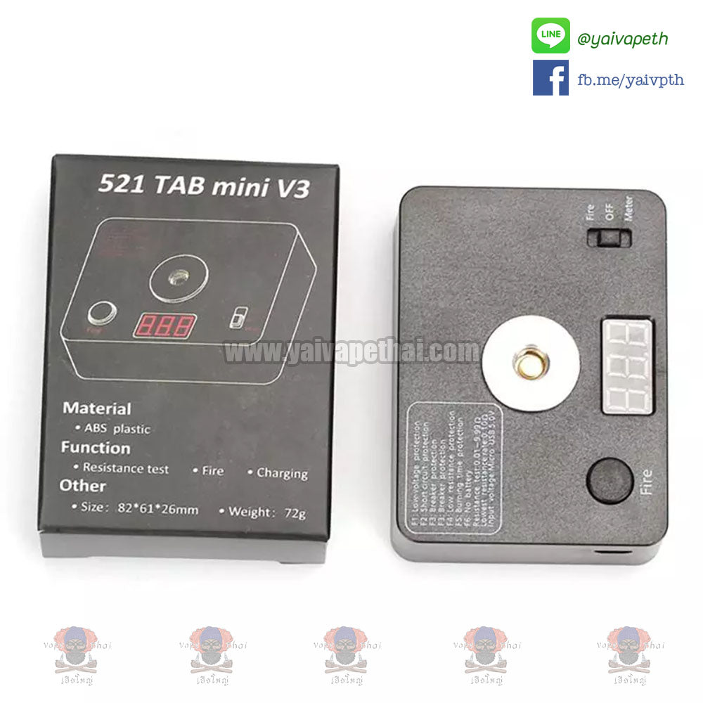 เครื่องวัดค่าโอห์ม - 521 Tab Mini V3 OHM Meter Tester (แท้), อุปกรณ์เสริมบุหรี่ไฟฟ้า ( E-cig Accessories), YAIVAPETHAI No.1 - Yaivape บุหรี่ไฟฟ้า