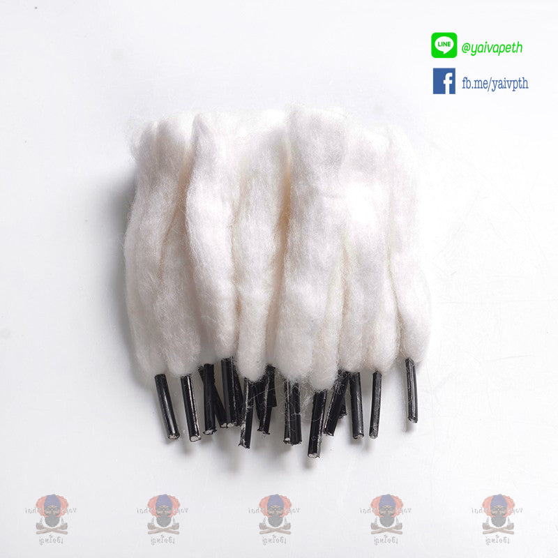 สำลี - THC 100% Organic Premium single head shoelace Cotton is in 55mm (20 PCS) - YAIVAPETHAI  No.1