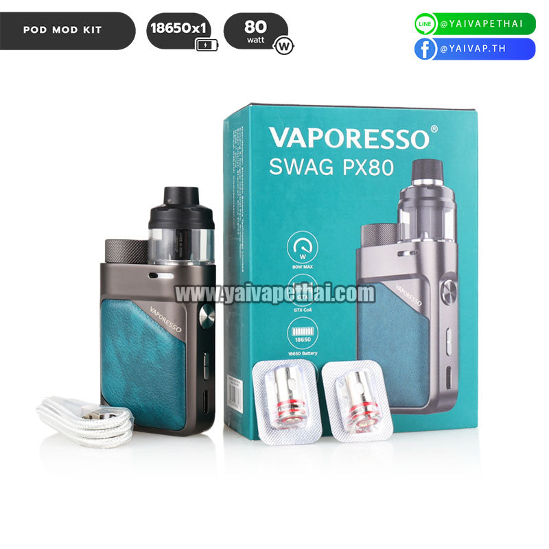 พอต บุหรี่ไฟฟ้า Vaporesso Swag PX80 Pod Mod Kit [ แท้ 100%] (ใส่ถ่าน18650), บุหรี่ไฟฟ้า‎ (E-Cigarette), Vaporesso - Yaivape บุหรี่ไฟฟ้า